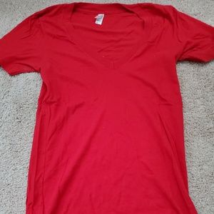 American‎ Apparel Women's V-Neck T XXS (Red)